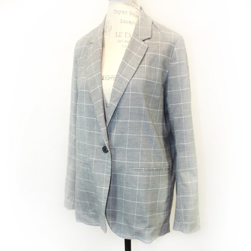 Abercrombie & Fitch women's oversized relaxed plaid lined jacket blazer Medium